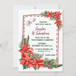 Rustikale Poinsettia Blumenweihnachtszeit Einladung