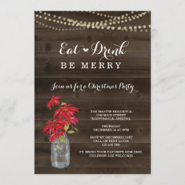 Rustikale Poinsettia-WeihnachtsParty Einladung