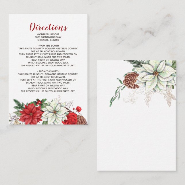 Rustikale Poinsettia Winter Foliine Kegelkegel Det Begleitkarte (Vorne/Hinten)