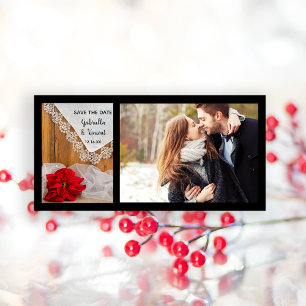 Rustikale Poinsettien und Spitzenwinters Save the  Date