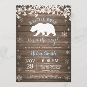 Rustikale Polar Bear Winter Boy Babydusche Einladung