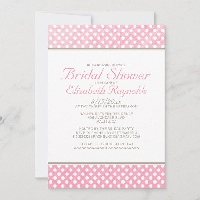 Rustikale Polka Dot Bridal Dusche Einladungen (Vorderseite)