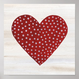 Rustikale Polka Dot Valentine Herz Poster