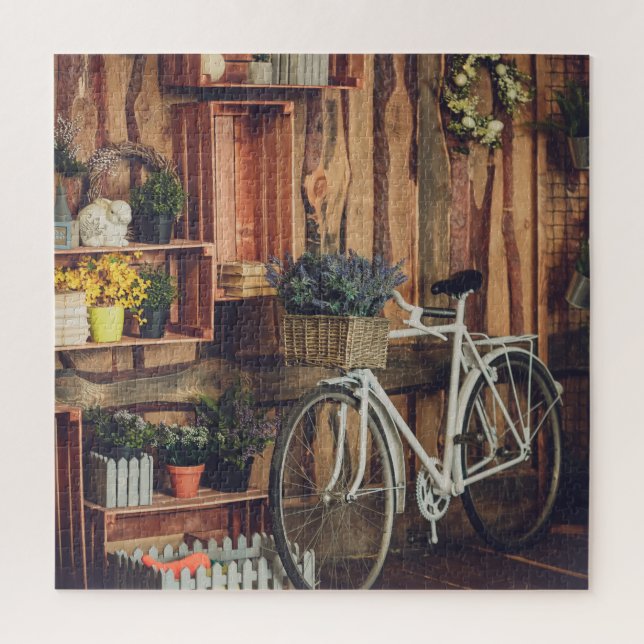 Rustikale Porch Blume Fahrrad Puzzle (Vertikal)