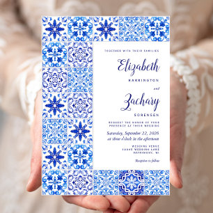 Rustikale Portugiesisch Tile Blue White Wedding Einladung
