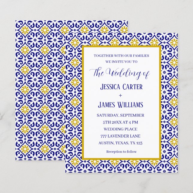 Rustikale portugiesische Fliesen mediterrane Hochz (Vorne/Hinten)