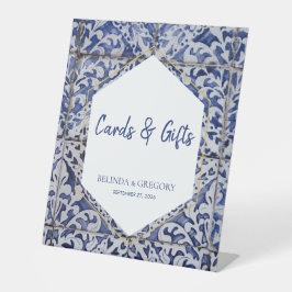 Rustikale portugiesische Tiles Wedding Cards & Gif Sockelschild