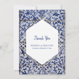 Rustikale portugiesische Tiles Wedding Dankeskarte