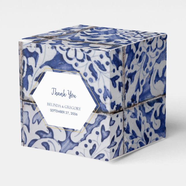 Rustikale portugiesische Tiles Wedding Geschenkschachtel (Vorderseite)