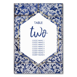 Rustikale portugiesische Tiles Wedding Guest Names Tischnummer