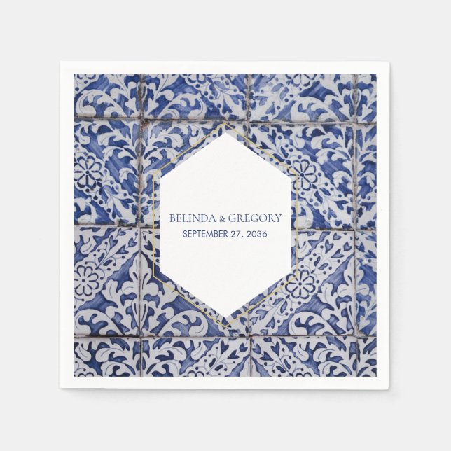 Rustikale portugiesische Tiles Wedding Serviette (Vorderseite)