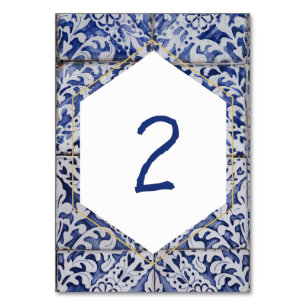 Rustikale portugiesische Tiles Wedding Tischnummer