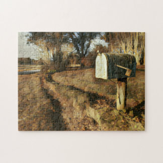 Rustikale Postbox auf einer Landstraße Puzzle