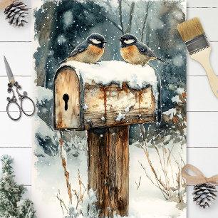 Rustikale Postbox mit Kichervogel-Decoupage Seidenpapier