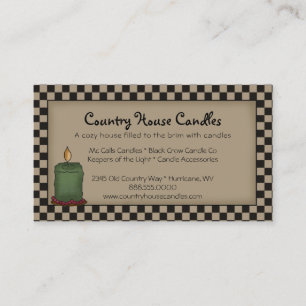 Rustikale, primitive Candle Checked Business Card Visitenkarte
