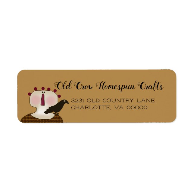 Rustikale primitive Country Doll Crow-Rücksendeadr (Vorne)