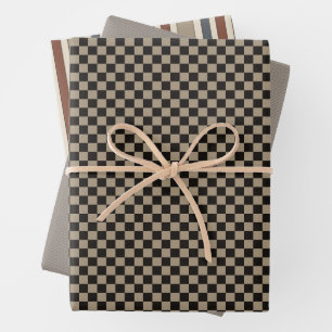 Rustikale primitive Karo von Ländern geben Set für Geschenkpapier Set