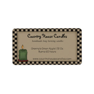Rustikale, primitive Kerze geprüft Country Candle Adressaufkleber