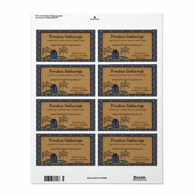 Rustikale, primitive Saltbox & Stars Versand (Vorne)