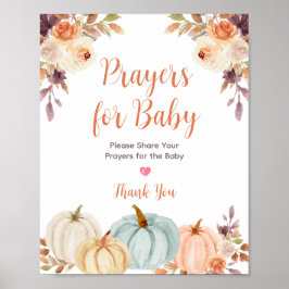 Rustikale Pumpkin Floral Gebete für Babysignatur Poster
