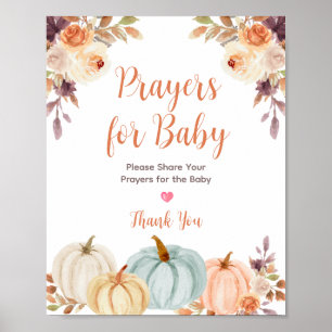 Rustikale Pumpkin Floral Gebete für Babysignatur Poster
