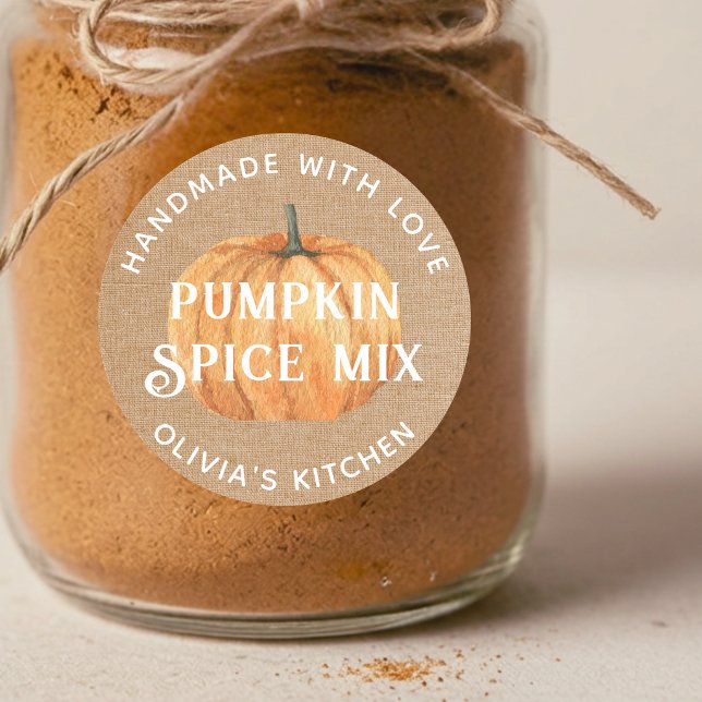Rustikale Pumpkin Handmade mit Liebe Gewürz Mix Ge Runder Aufkleber (Von Creator hochgeladen)