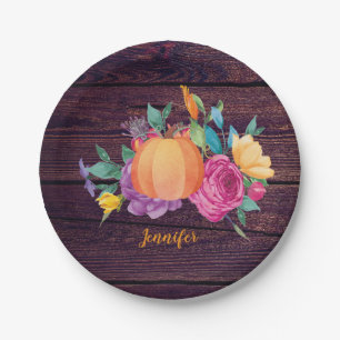 Rustikale Pumpkin Wasserfarben Blume fallen Party Pappteller