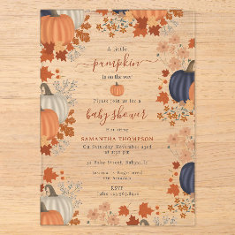 Rustikale Pumpkin Wildblumen Herbst Kinderdusche H Acryleinladungen