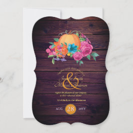 Rustikale Pumpkinepaare fallen Wasserfarben-Blume Einladung