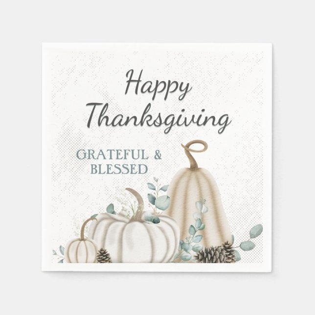 Rustikale Pumpkins Bauernhof Happy Thanksgiving Serviette (Vorderseite)
