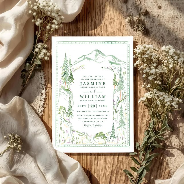 Rustikale QR-Code-Hochzeit Wald Bäume Einladung (Von Creator hochgeladen)