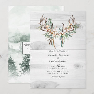 Rustikale QR-Code-RSVP-Boho-Hochzeit Einladung