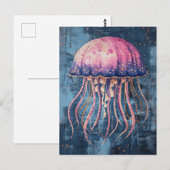 Rustikale Quallen Ölgemälde Postkarte (Vorne/Hinten)