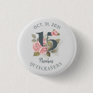 Rustikale Quinceanera-Blumen zum 15. Geburtstag-Ta Button