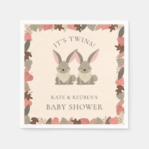 Rustikale Rabbit Twins Kinderdusche Woodlandtiere Serviette