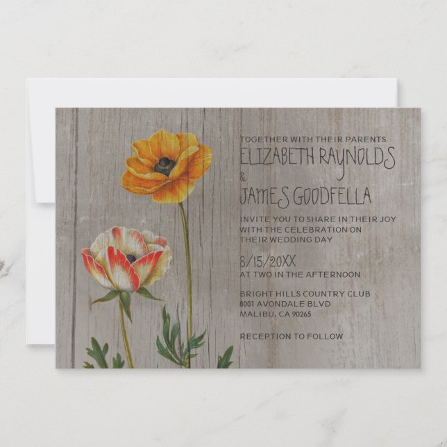 Rustikale Ranunculus Hochzeitseinladungen Einladung (Vorderseite)