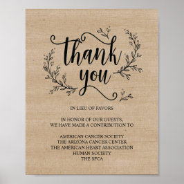 Rustikale Reben: Hochzeitsspende oder Beitragszeic Poster