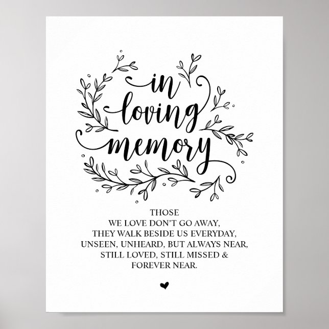 Rustikale Reben In Loving Memory Poster (Vorne)