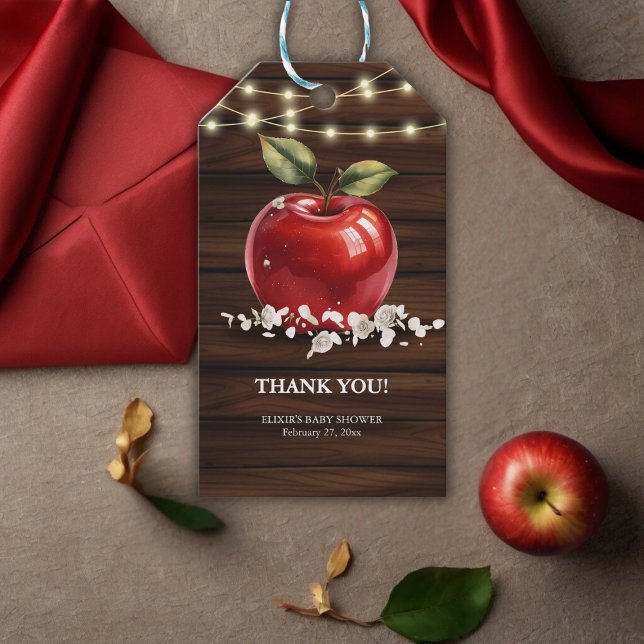Rustikale Red Apple Floral Baby Dusche Geschenkanhänger (Von Creator hochgeladen)