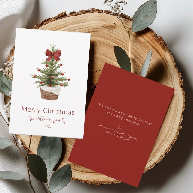 Rustikale Red Bow Weihnachtsbaum Familienurlaubska Einladung (Von Creator hochgeladen)