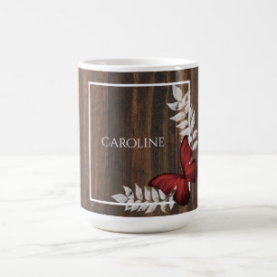Rustikale Red Butterfly Personalisiert Coffee Tass Kaffeetasse