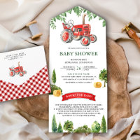 Rustikale Red Farm Traktor Babydusche