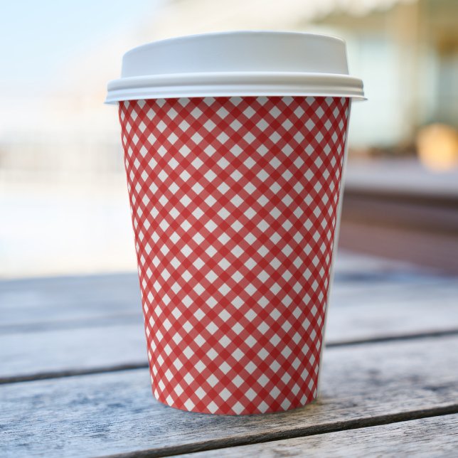 Rustikale Red Gingham Paper Cups Pappbecher (Von Creator hochgeladen)