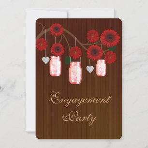 Rustikale Red Mason Jars Engagement Party einladen Einladung