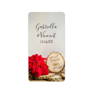 Rustikale Red Poinsettia Winter Wedding Favor Tags Adressaufkleber