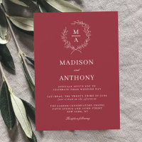 Rustikale Red Simple Elegant Monogram Wedding