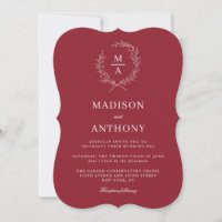 Rustikale Red Simple Elegant Monogram Wedding