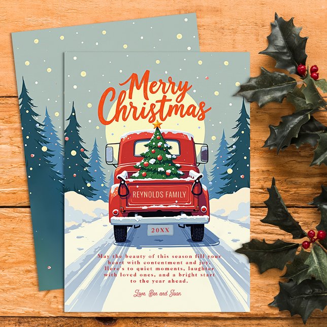 Rustikale Red Truck Weihnachtskarte Feiertagskarte (Vintage Christmas Card)