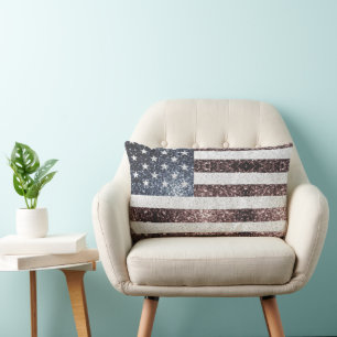 Rustikale Red White Blue Glitzern USA Flagge Lendenkissen