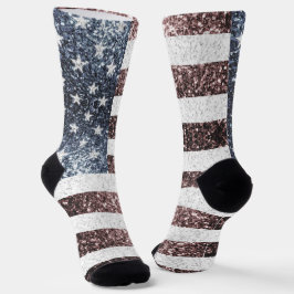 Rustikale Red White Blue Glitzern USA Flagge Socken